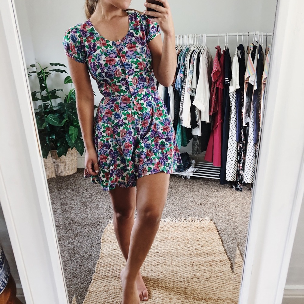 Vintage • 90s Cotton Floral Romper